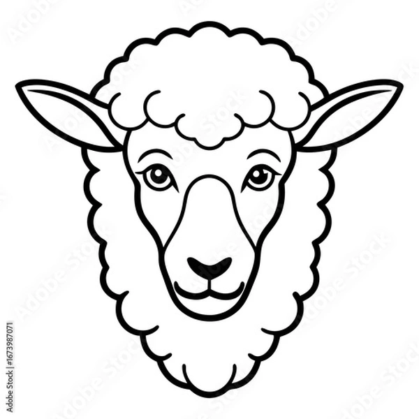 Obraz Sheep Head Vector Illustration – Clean Line Art