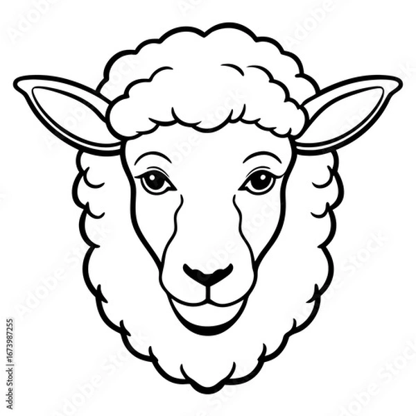 Obraz Sheep Head Vector Illustration – Clean Line Art