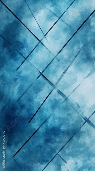 Fototapeta Abstract art in blue tones with linear design for modern backgrounds and creative projects use, cool design  | empty template for personalized use