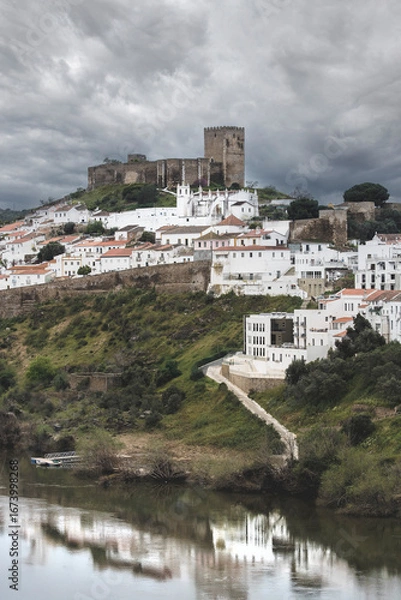 Fototapeta view of the city Mertola of the river