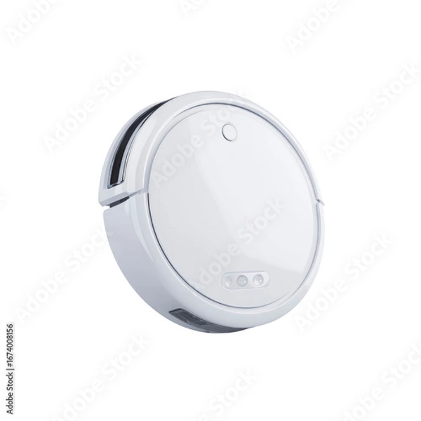 Obraz Modern White Robotic Vacuum Cleaner Isolated on Black Background