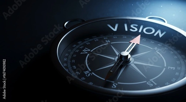 Fototapeta Compass with vision word pointing north