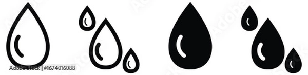 Fototapeta Water drop icon set. simple water droplet symbol. editable strokes. vector illustration.