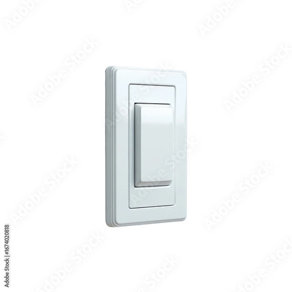 Fototapeta White Light Switch, On/Off Toggle Switch, Modern Electrical Switch Plate