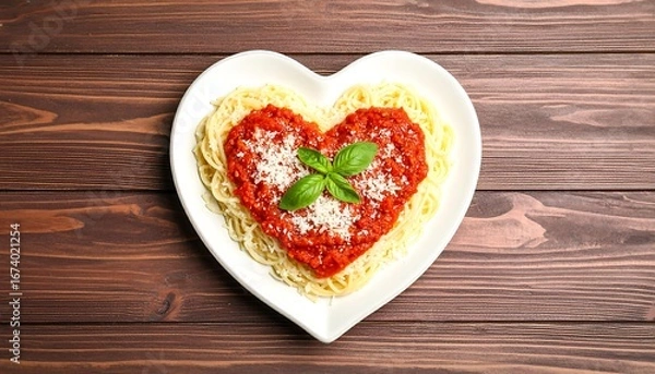 Obraz Heart-shaped pasta dish