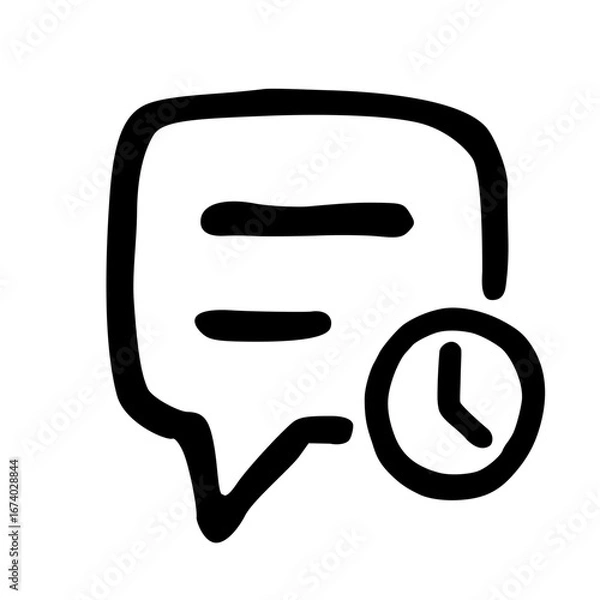 Obraz Scheduled Message Chat Time Hand Drawn Doodle Vector Icon
