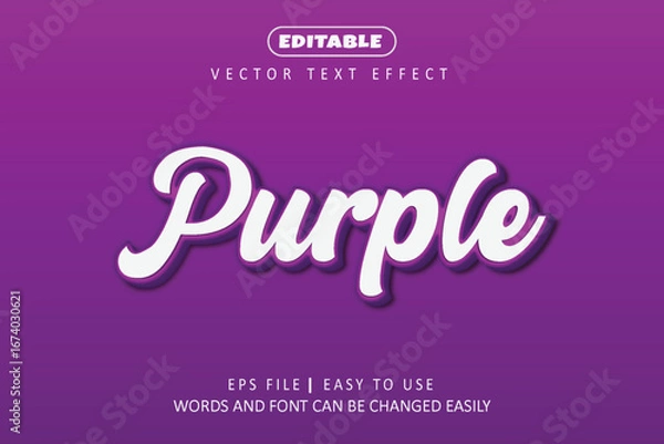 Fototapeta Purple Text Effect with Editable Elements