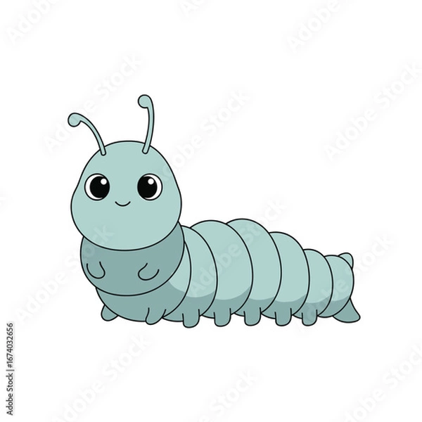 Fototapeta Charming cartoon caterpillar illustration with big eyes and many segments great for childrens books and educational content about insects and nature