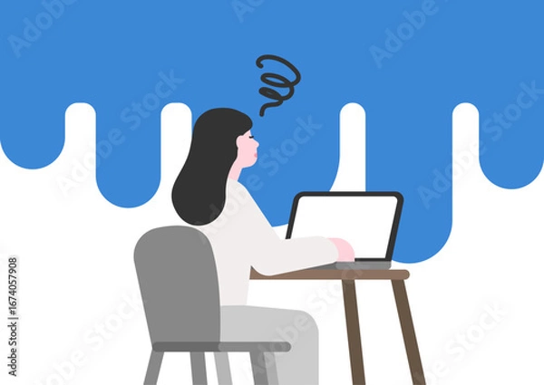 Obraz 在宅勤務で疲れを感じる女性