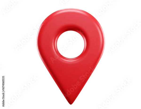 Fototapeta Red 3d map pin icon isolated on transparent background