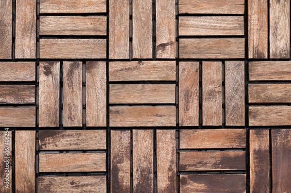 Fototapeta Garden wooden tiles close up
