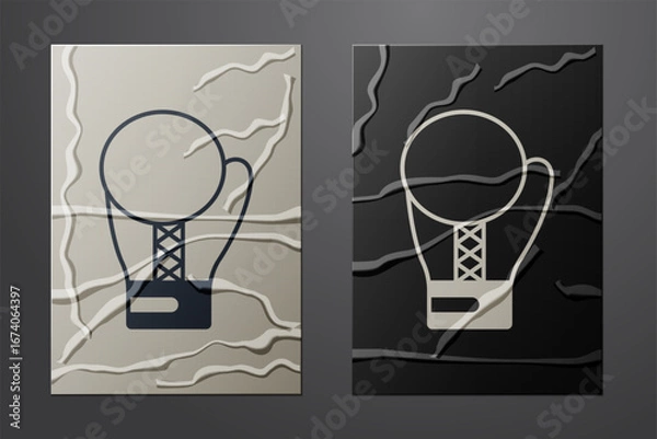 Fototapeta White Boxing glove icon isolated on crumpled paper background. Paper art style. Vector