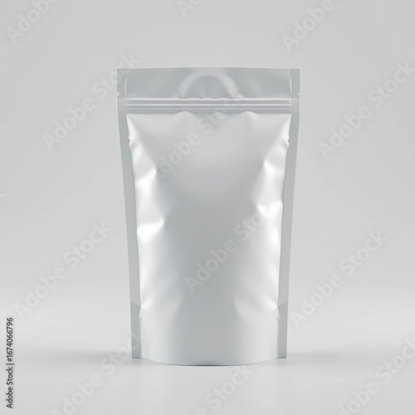 Obraz Minimalist White Pouch Mockup | Blank Stand-Up Packaging