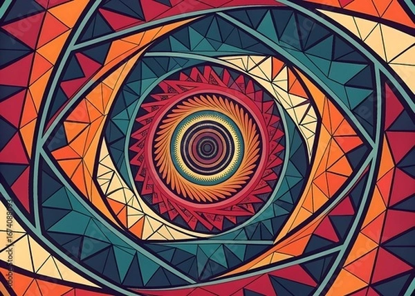 Fototapeta Geometric Spiral Vortex Optical Illusion Abstract Background