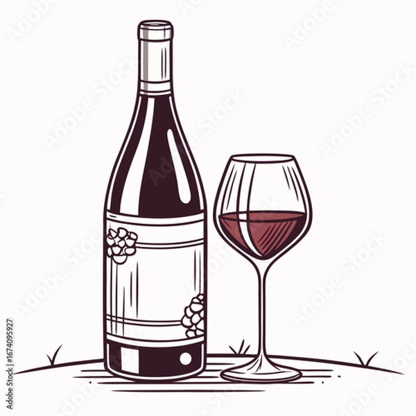 Fototapeta wine bottle and glass