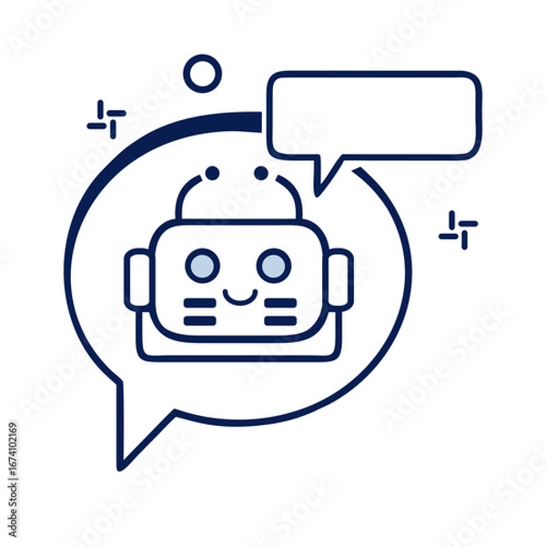 Obraz Minimal Chatbot Icon with Speech Bubble AI Conversation Symbol