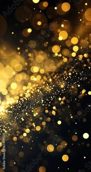 Obraz Golden Bokeh Light Background – Elegant Abstract Sparkle Texture