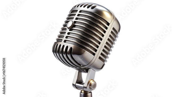 Fototapeta vintage microphone isolated on white