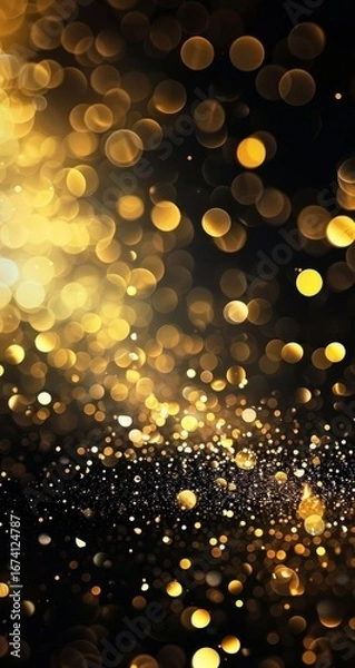 Obraz Golden Bokeh Light Background – Elegant Abstract Sparkle Texture
