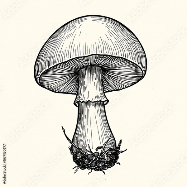Obraz Intricate Ink: Botanical Mushroom Illustration