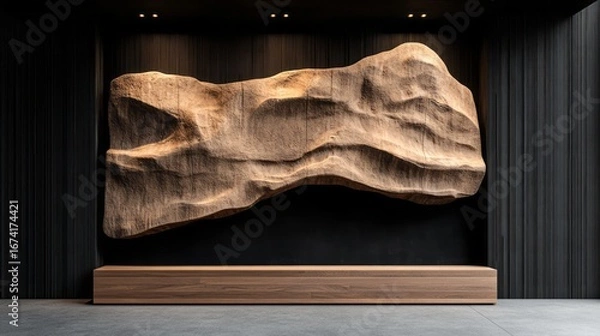 Fototapeta Modern Abstract Wall Art Sculpture in Minimalist Interior Design for Contemporary Spaces