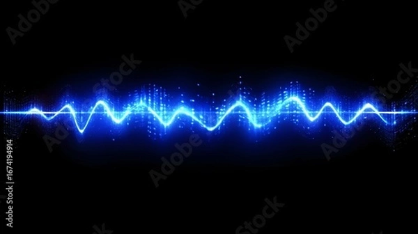 Fototapeta dynamic blue soundwave illustration for technology and audio concept
