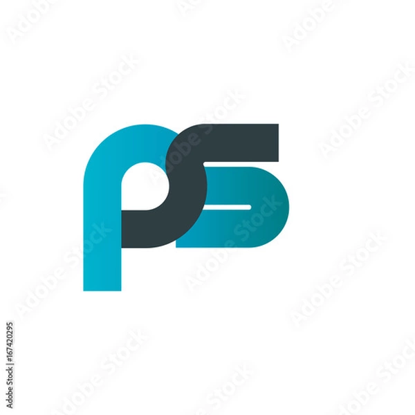 Obraz Initial Letter PR PS PB  Linked Rounded Design Logo