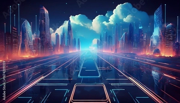 Fototapeta revolutionary cloud architecture for next generation cyber skyline and data center solutions