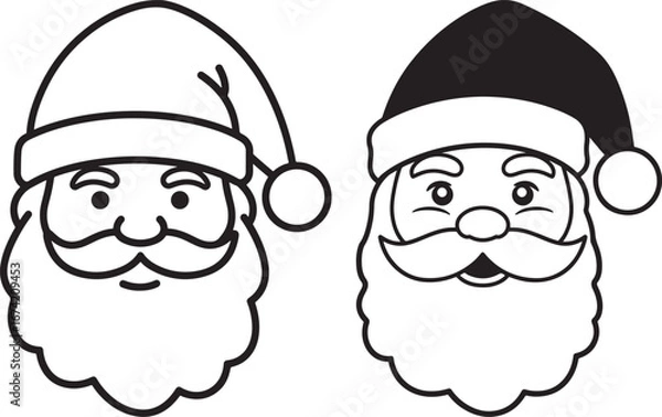 Obraz Two santa claus faces silhouette