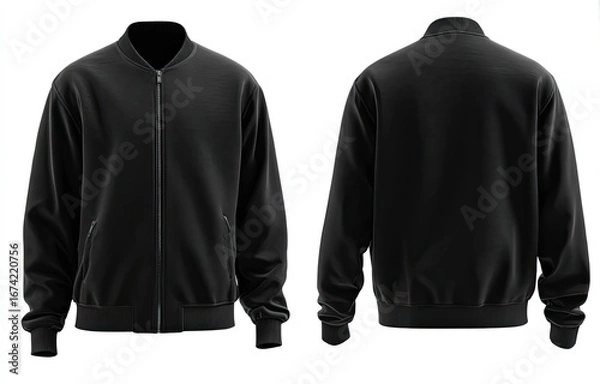 Fototapeta Black bomber jacket, front and back views (22)