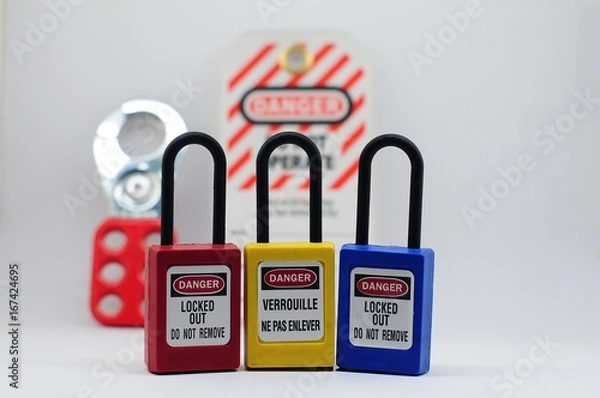 Obraz Lock out & Tag out , Lockout station,machine - specific lockout devices ,safety sign