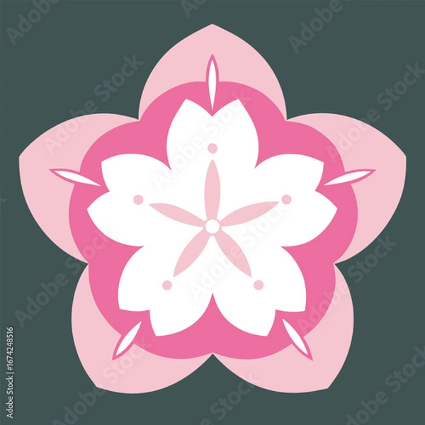 Obraz Pink flower vector illustration on white background
