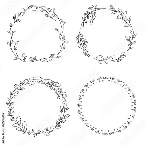 Obraz Wreath flower Frame border simple plants leaf cute black lovely 