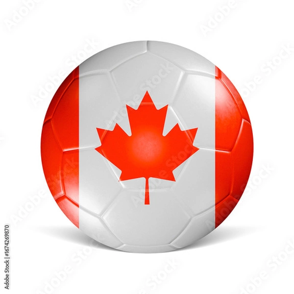 Obraz Soccer ball with Canada flag 3d render front view