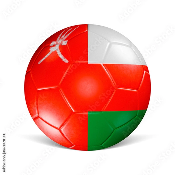Obraz Soccer ball with Oman flag 3d render front view