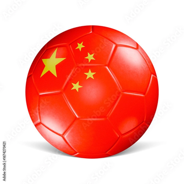 Obraz Soccer ball with China flag 3d render front view