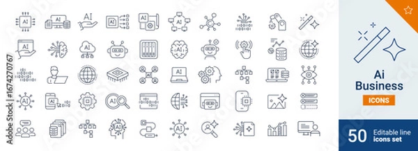 Fototapeta Ai icons Pixel perfect. Computer, technology, brain, ...	
