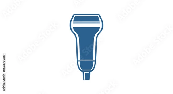 Fototapeta Blue ultrasonic transducer for non-invasive medical imaging isolated on white background