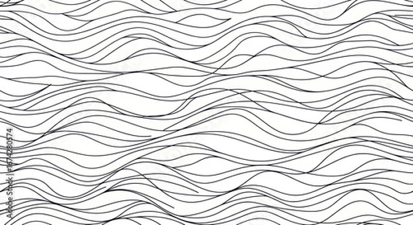 Fototapeta Serene monochrome linework portraying the rhythmic flow and undulating motion of waves design