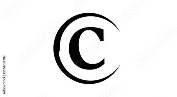 Fototapeta Stylized copyright symbol on a plain white background offering a minimalist look