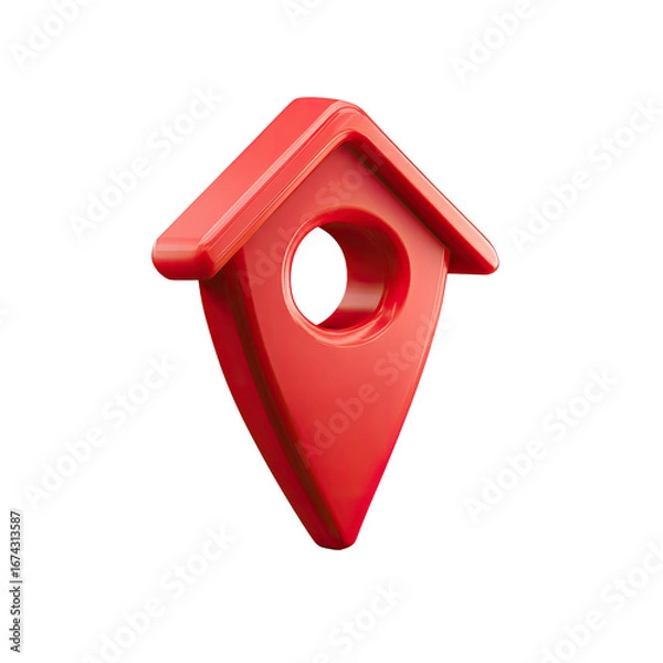 Obraz Red birdhouse-shaped location marker
