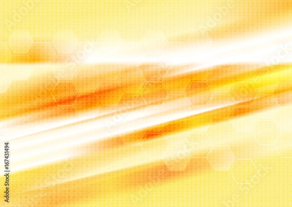 Fototapeta Bright orange tech geometric background