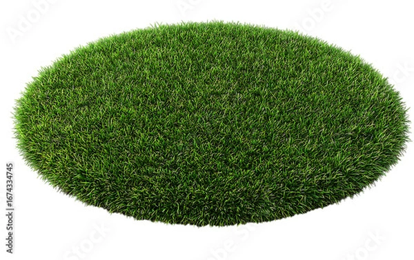Fototapeta Vibrant green round grass field 3d render isolated for nature scenes and design elements