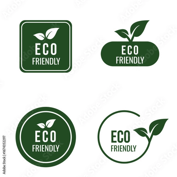 Fototapeta Round eco friendly icons, Organic natural food labels vector illustration
