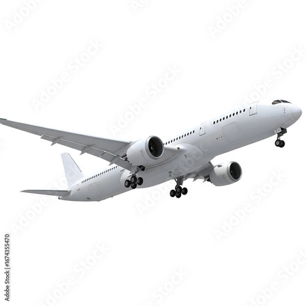 Fototapeta Airplane Soaring Through Sky with Transparent Background