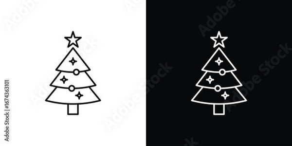 Obraz Tree christmas icons with Editable strokes set for UI UX