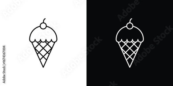 Fototapeta Ice cream icons with Editable strokes set for UI UX