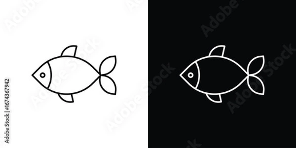 Obraz Fish icons with Editable strokes set for UI UX