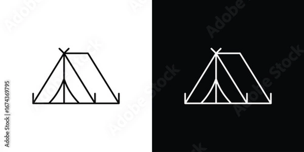 Obraz Camping icons with Editable strokes set for UI UX