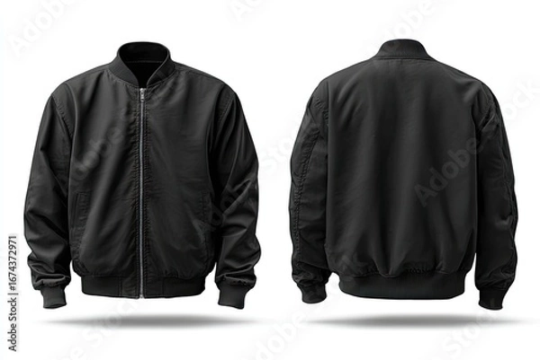Fototapeta Front and back view of a black bomber jacket (7)